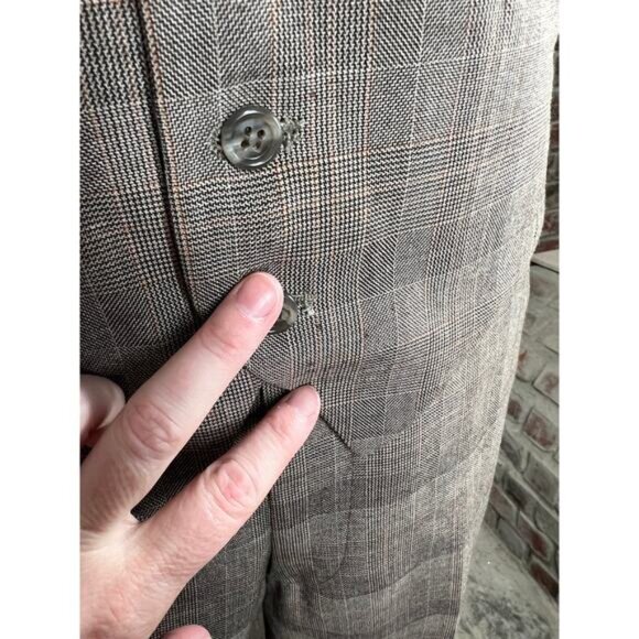 suit 3 piece plaid black brown red 1980s - Picture 7 of 16